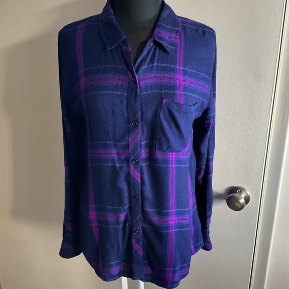 30. Rails Hunter Plaid Ultraviolet Button-Down Longsleeve Top Size Medium - Picture 2 of 7